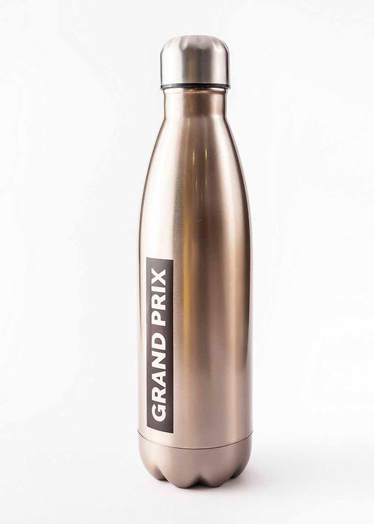 Grand Prix Stainless Steel Thermos Water Bottle in Black or Gold in Stock