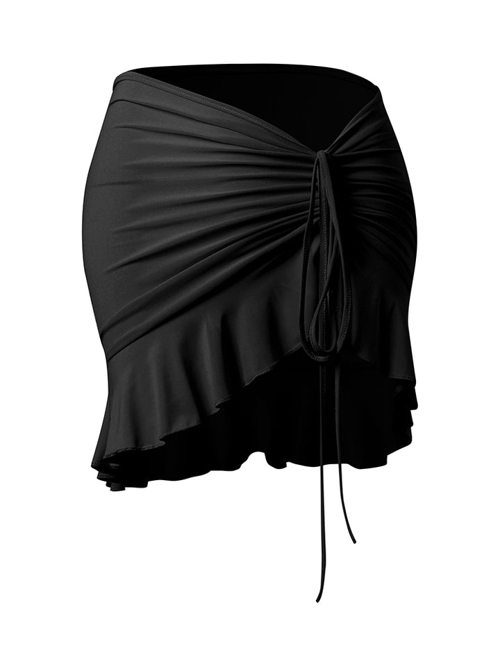 ZYM Dance Style Short Black Ruffle Latin Practice Skirt (Can Also Be Worn as a Top) PRA 1023 in Stock