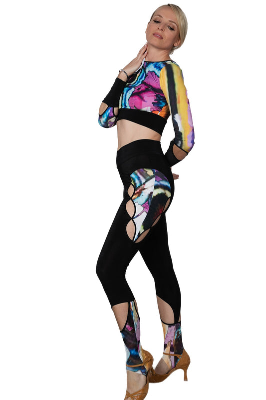 Women's black and print yoga and dancing leggings