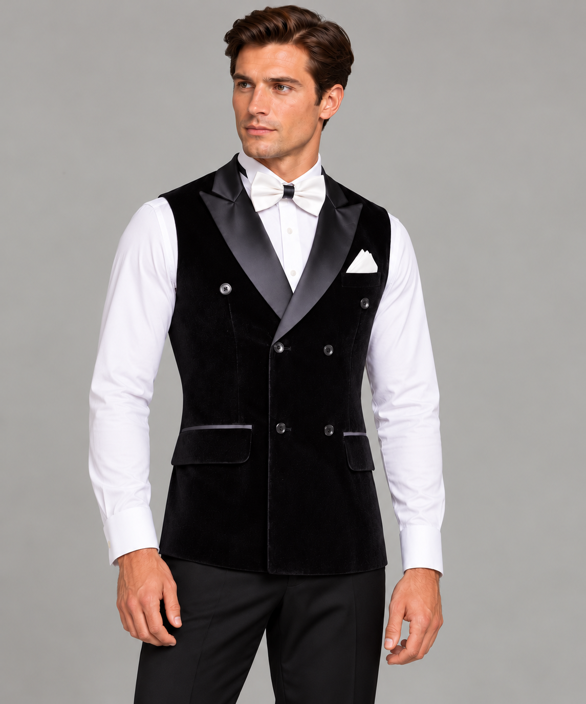 JERAVAE Aidan Men's Black Velvet Ballroom Dance Vest