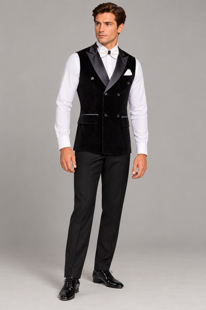 JERAVAE Aidan Men's Black Velvet Ballroom Dance Vest