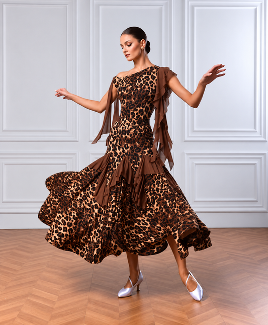 JERAVAE Antonia Leopard Print Ballroom Dance Set