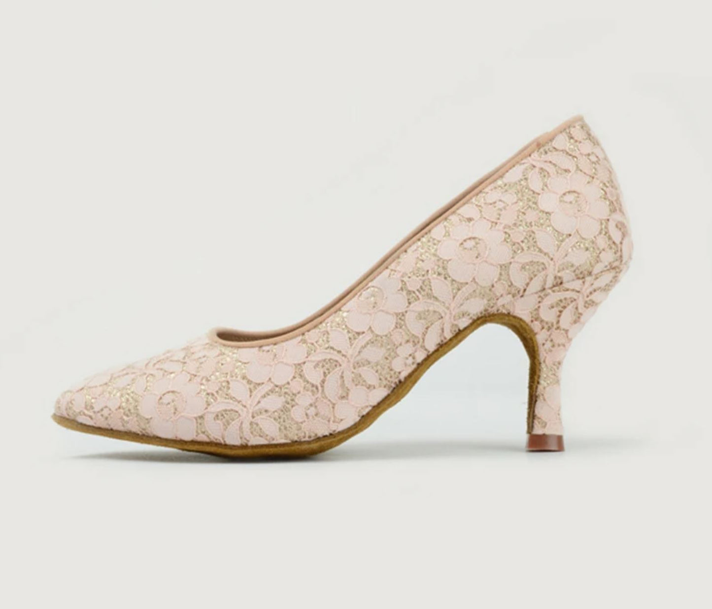 High heel pink lace ladies' ballroom dancing shoe