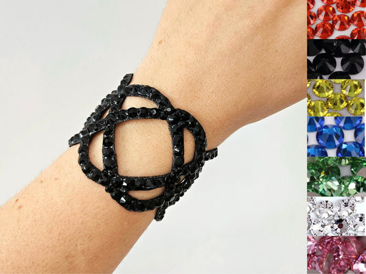 Crossed Ellipses Stoned Ballroom Bracelet with Soft Suede Available in Multiple Colors BR001