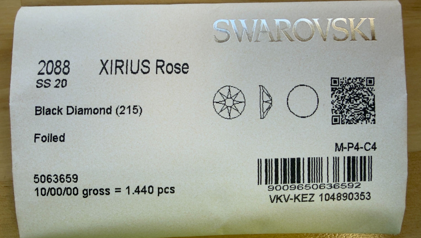 Swarovski Crystal Black Diamond Flatback Rhinestones in SS20 or SS16 (10 Gross 1440 Stones)