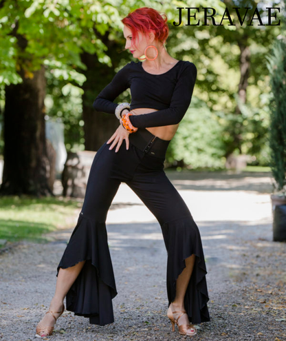 Body Positive Senga Dancewear BRANDO Women's Black Practice/Teaching Asymmetrical Flared Dance Pants Sizes XL-4XL PRA 963 in Stock