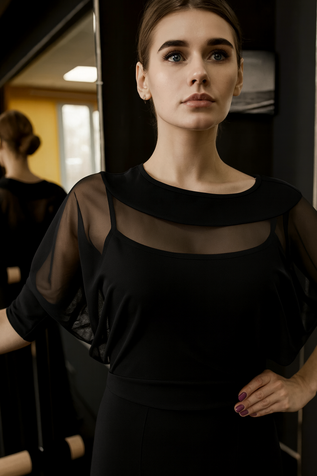 Long Black Ballroom Practice Dress PRA 833_SALE