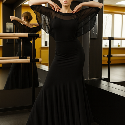 Long Black Ballroom Practice Dress PRA 833_SALE