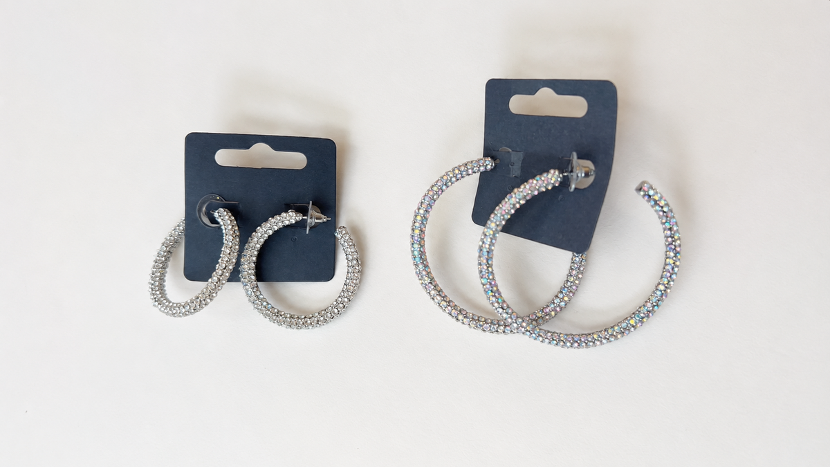 Stoned Hoop Earrings E033