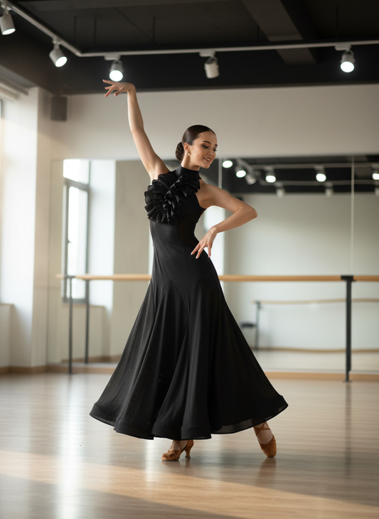 Sleeveless Black Halter Dress PRA 894