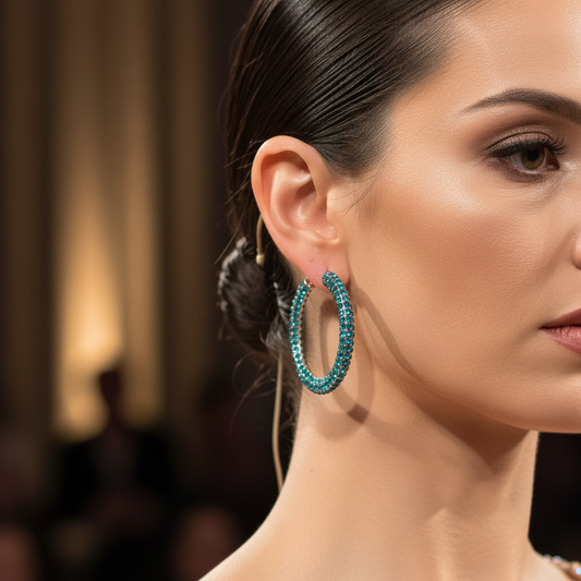 Stoned Hoop Earrings