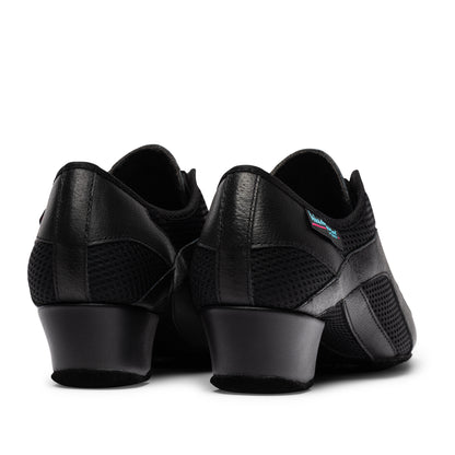 International Dance Shoes Fusion SS Black Leather and AirMesh Practice or Teaching Shoe in Stock