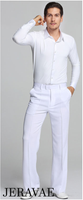 Men's Latin or Ballroom Dance Pants with Pockets and Belt Loops Available in White and Black MP10 in Stock