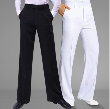 Men's Latin or Ballroom Dance Pants with Pockets and Belt Loops Available in White and Black MP10 in Stock