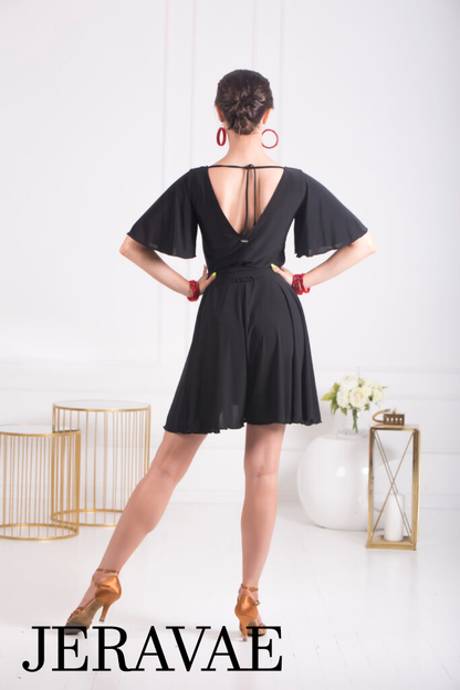 Body Positive Senga Dancewear PARA PARA Black Jumpsuit with Shorts, Belt with Decorative Buckle, and Loose Sleeves Sizes XL-4XL PRA 1070 in Stock
