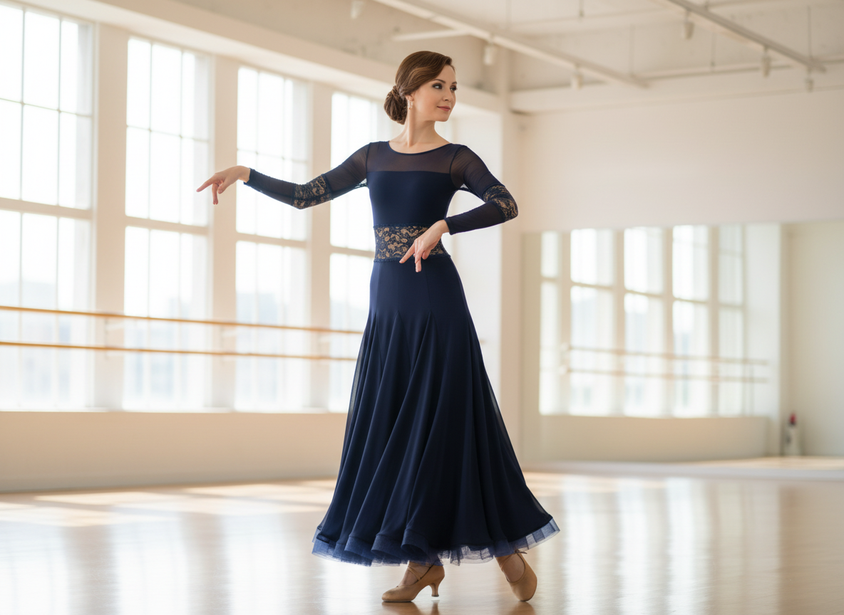 Jeravae PRA 1400 - Navy Blue Smooth Ballroom Dress