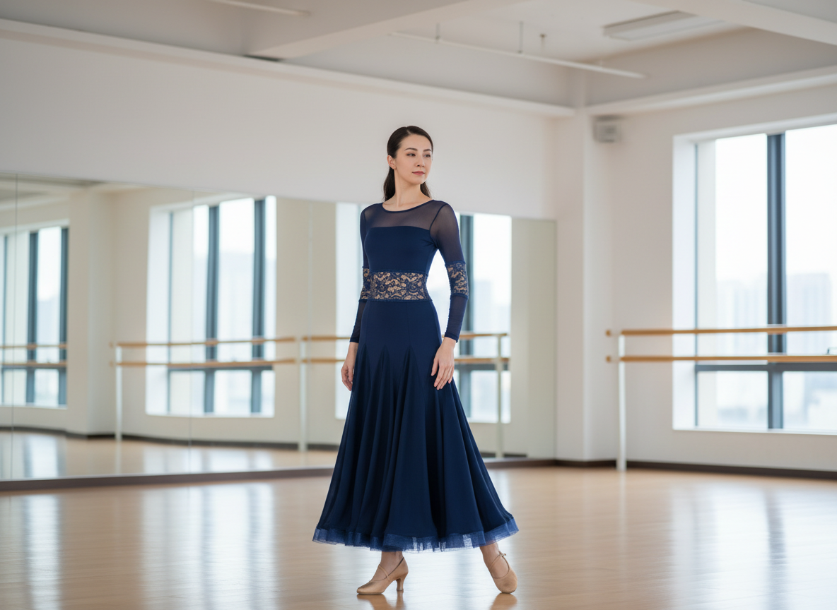 Jeravae PRA 1400 - Navy Blue Smooth Ballroom Dress