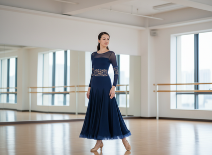 Jeravae PRA 1400 - Navy Blue Smooth Ballroom Dress