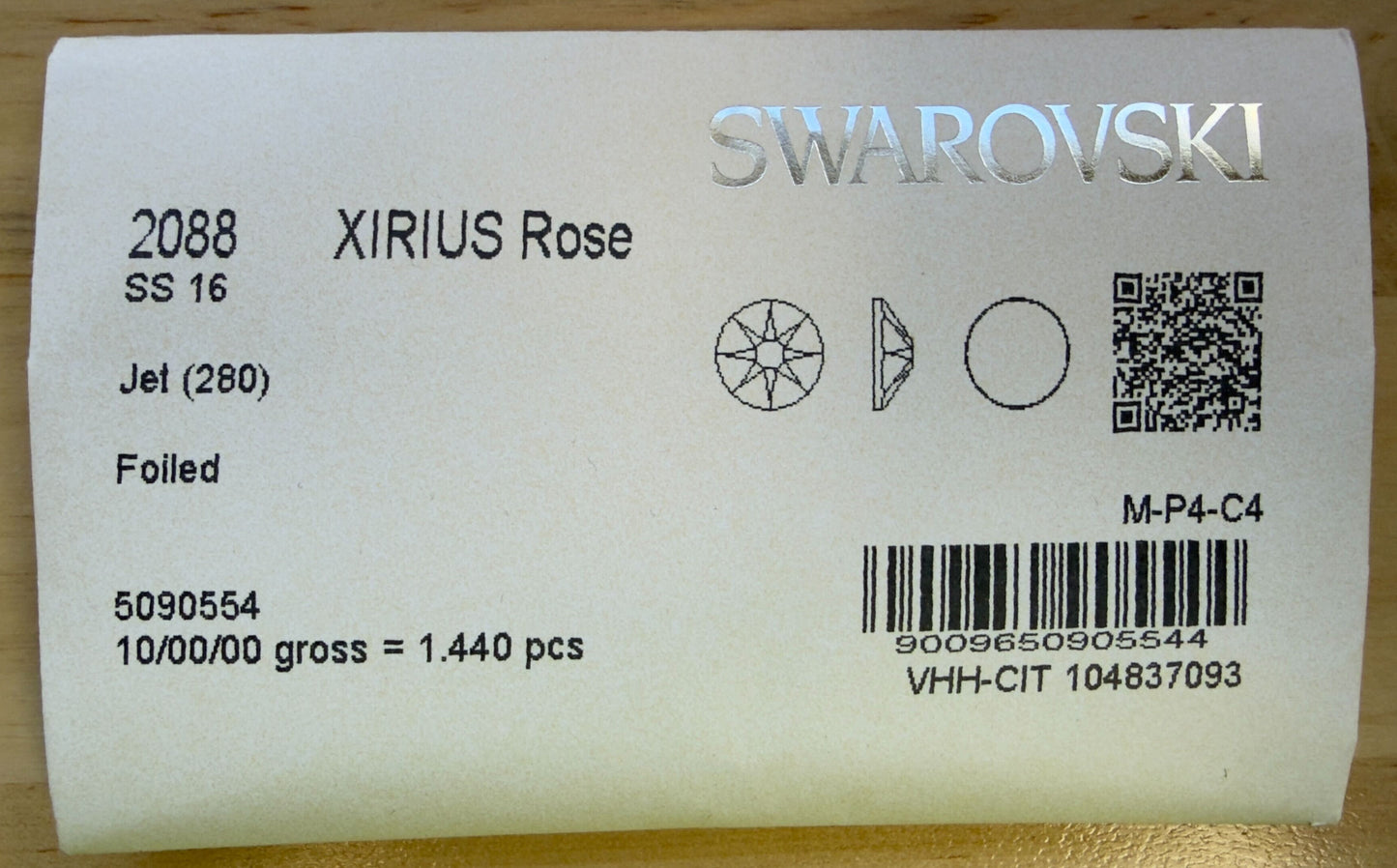 Swarovski Crystal Jet Flatback Rhinestones in SS16 or SS20 (10 Gross 1440 Stones)