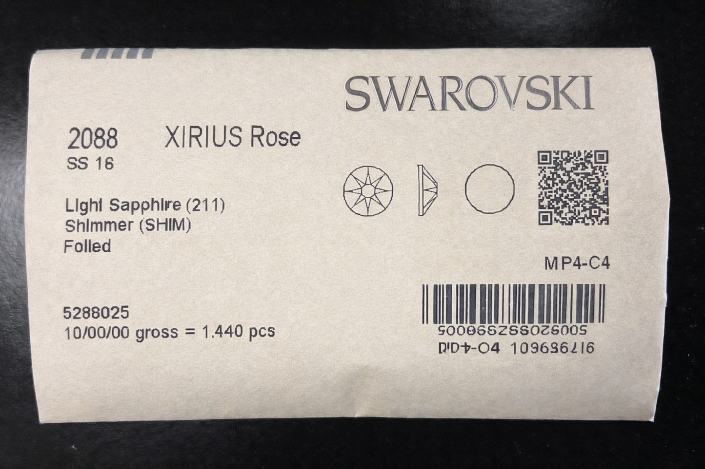 Swarovski Crystal Light Sapphire Shimmer Flatback Rhinestones in SS16 or SS20 (10 Gross 1440 Stones)