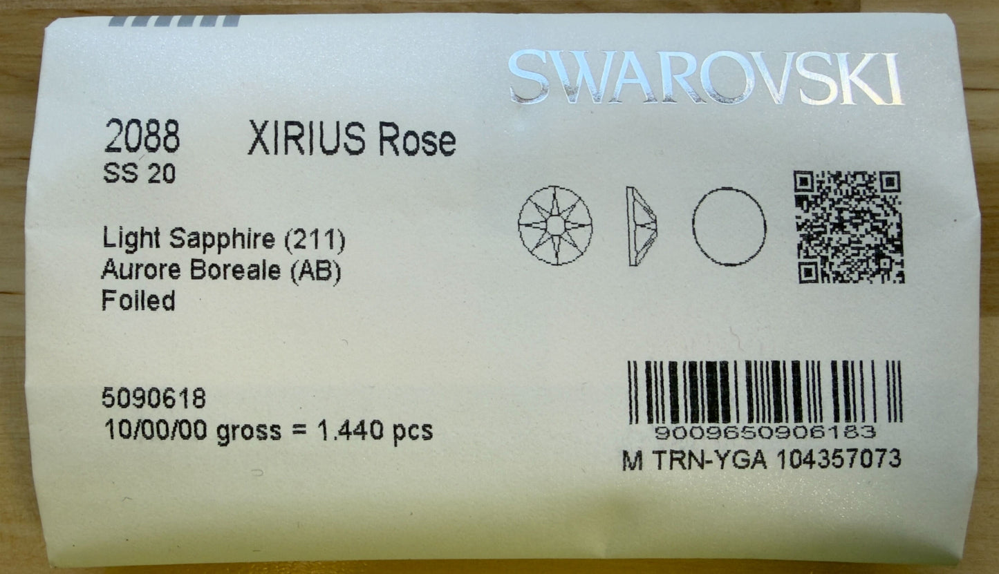 Swarovski Crystal Light Sapphire AB Flatback Rhinestones in SS16 or SS20 (10 Gross 1440 Stones)