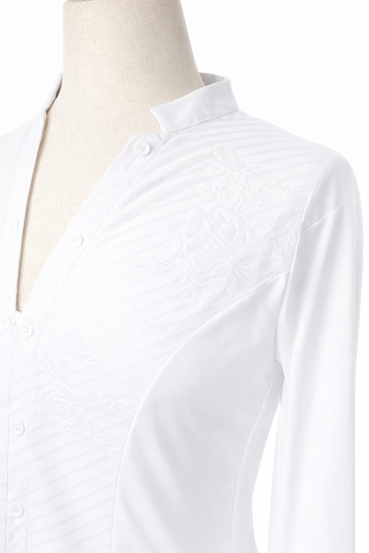 Men's White Flower Detail Ballroom Top M211_Sale