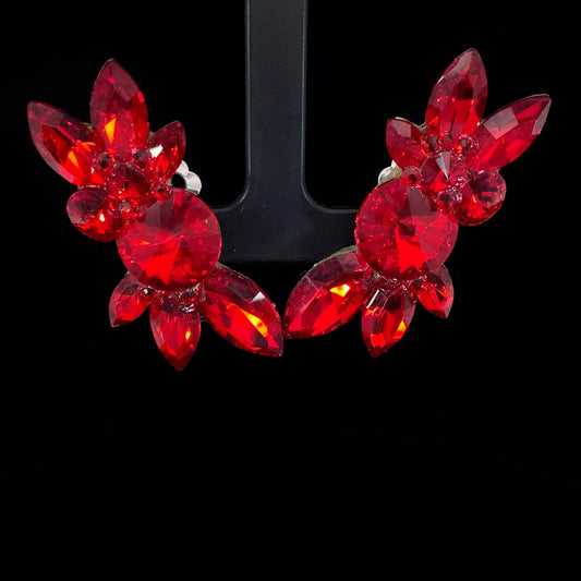 Red clip on Cluster Ballroom Earrings