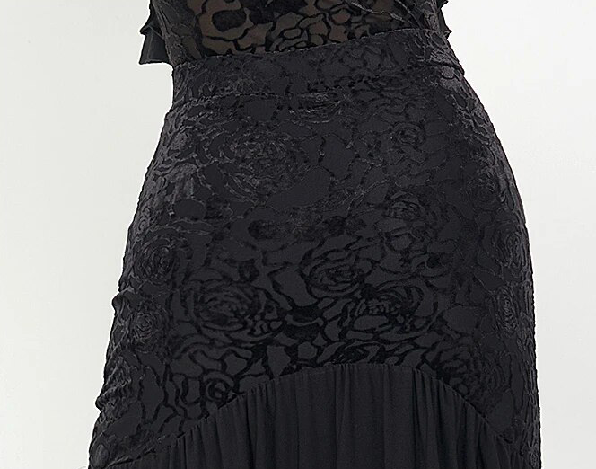 Velvet patterned black ballroom skirt