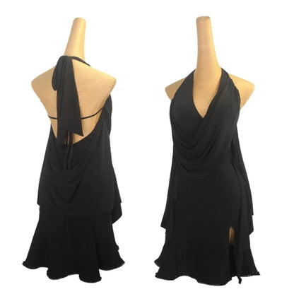 JERAVAE Arielle Black Open Back Latin Dance Practice Dress