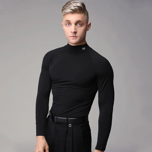 Men's Long Sleeve Ballroom Dancing SMooth Shirt Pra 1455