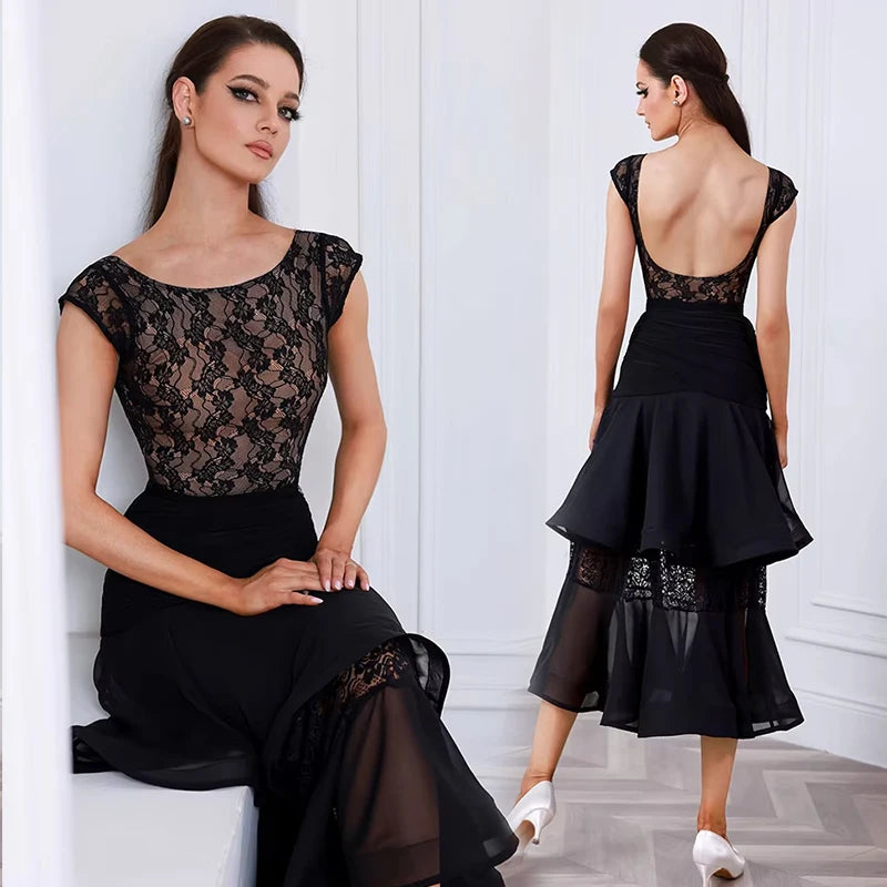 JERAVAE Ballroom Bodysuit and Skirt Pra 1609