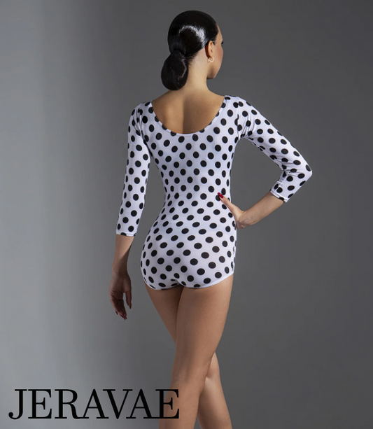 polka dotted black dance bodysuit