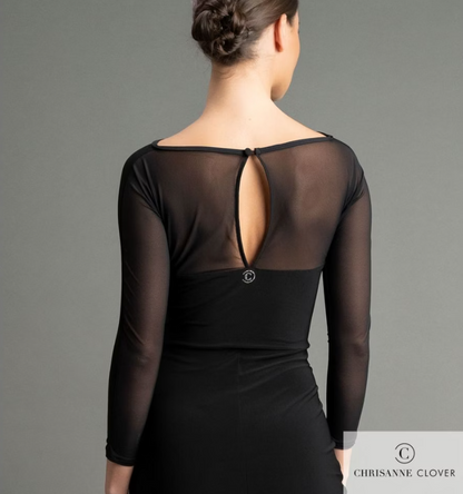 Mesh sleeves and back on women's Latin practice dress