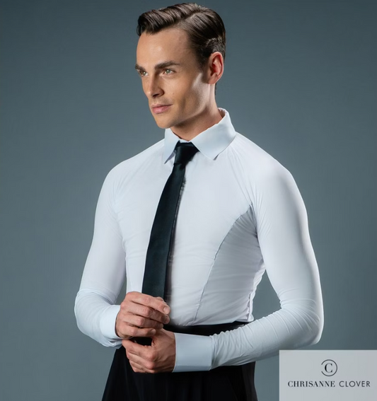 Chrisanne Clover Raglan Men's Ballroom Practice Bodysuit Shirt Available in White and Black M090 in Stock