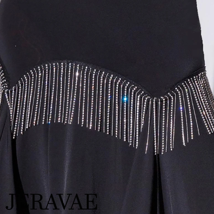 Black ballroom skirt with flexible crystal chains