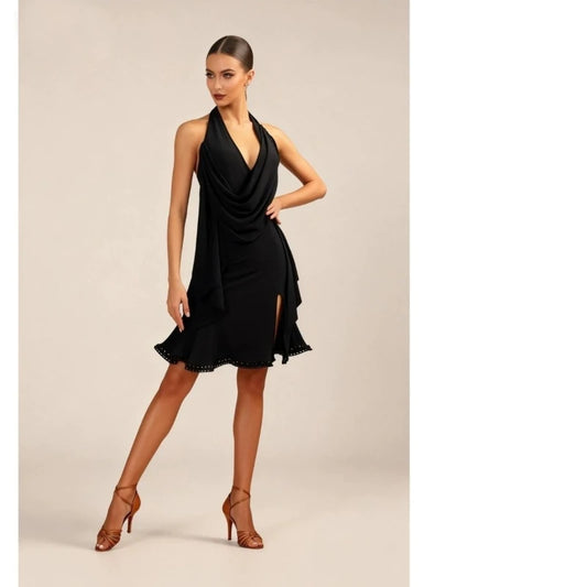 JERAVAE Arielle Black Open Back Latin Dance Practice Dress