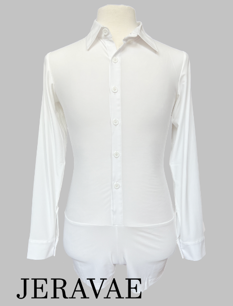 Men's Long Sleeve Button Down Ballroom Dance Shirt with Built-in Briefs and Collar Available in 3 Colors M079 in Stock