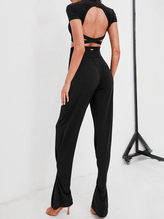 Black Teaching or Practice Pants with High Waist and Adjustable Leg Shape