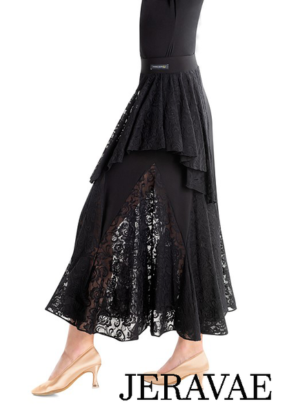 Victoria Blitz VARESE Black Lace Ballroom Practice Skirt with Two Lace Attachments at Waist Sizes XS-3XL PRA 1008 in Stock