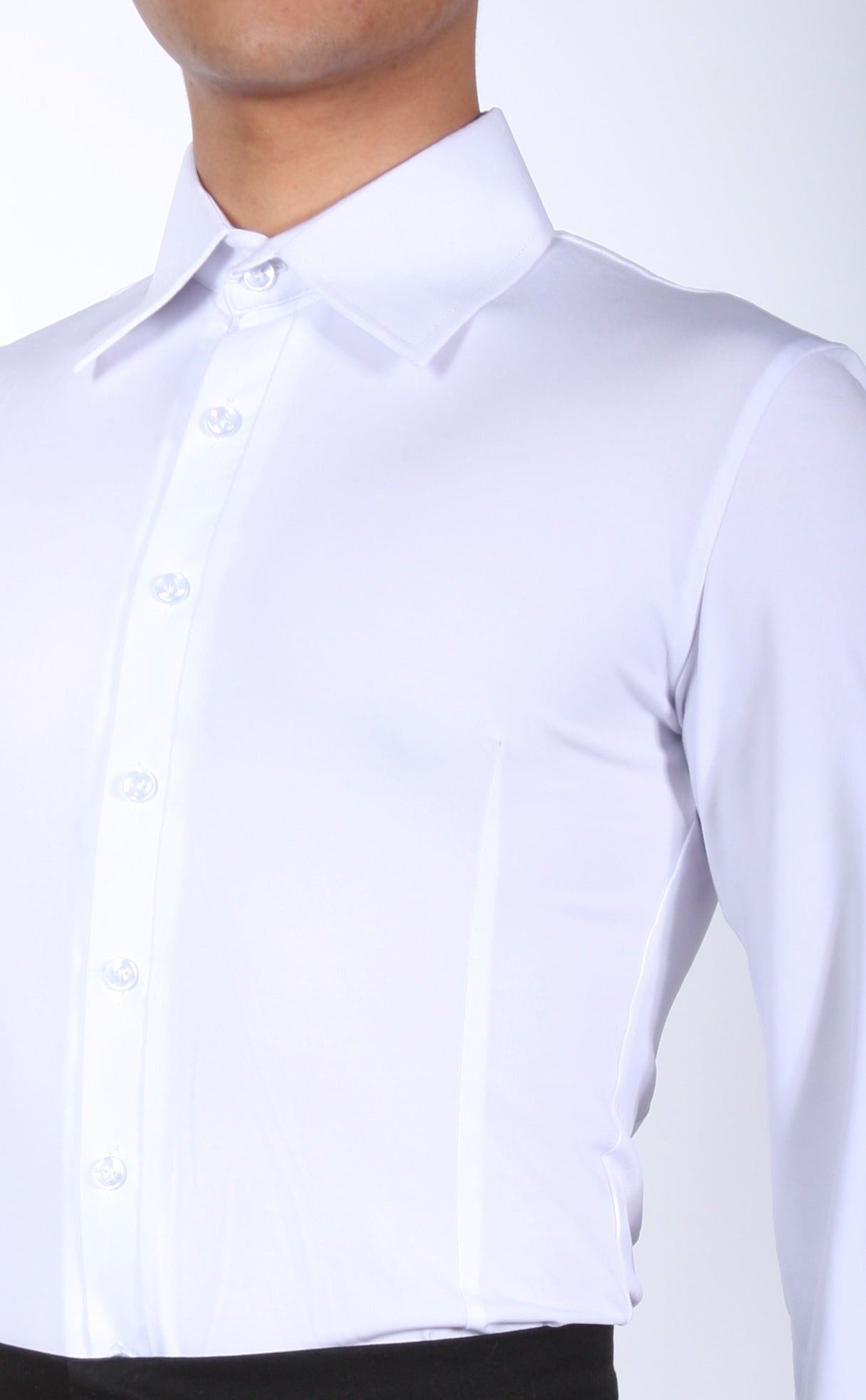 Men's Black or White Smooth Ballroom Button Down Shirt with Built-in Briefs and Collar M018 in Stock