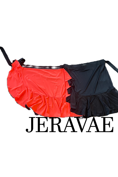 Body Positive Drest Couture Reversible Black or Neon Coral Latin Practice Wrap Skirt with Tie Straps US Sizes 16-22 PRA 1035 in Stock