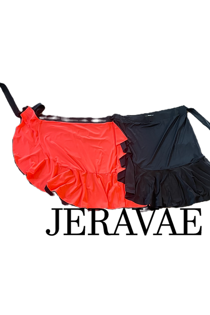 Body Positive Drest Couture Reversible Black or Neon Coral Latin Practice Wrap Skirt with Tie Straps US Sizes 16-22 PRA 1035 in Stock