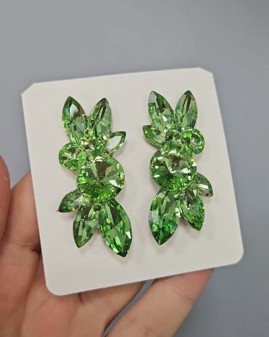 Clip on Cluster Ballroom Earrings in Multiple Colors E002