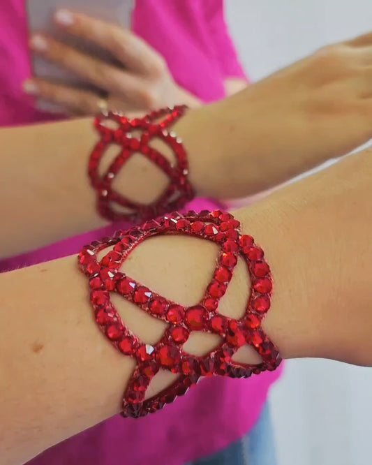 Crossed Ellipses Stoned Ballroom Bracelet with Soft Suede Available in Multiple Colors BR001