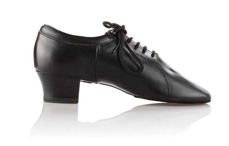 men's black leather dance shoes with 1.8 inch heel