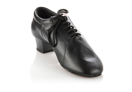 black leather men's latin dance shoes with cuban heel