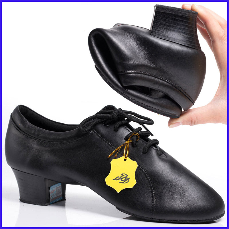 black leather latin dance shoes for men with cuban heel