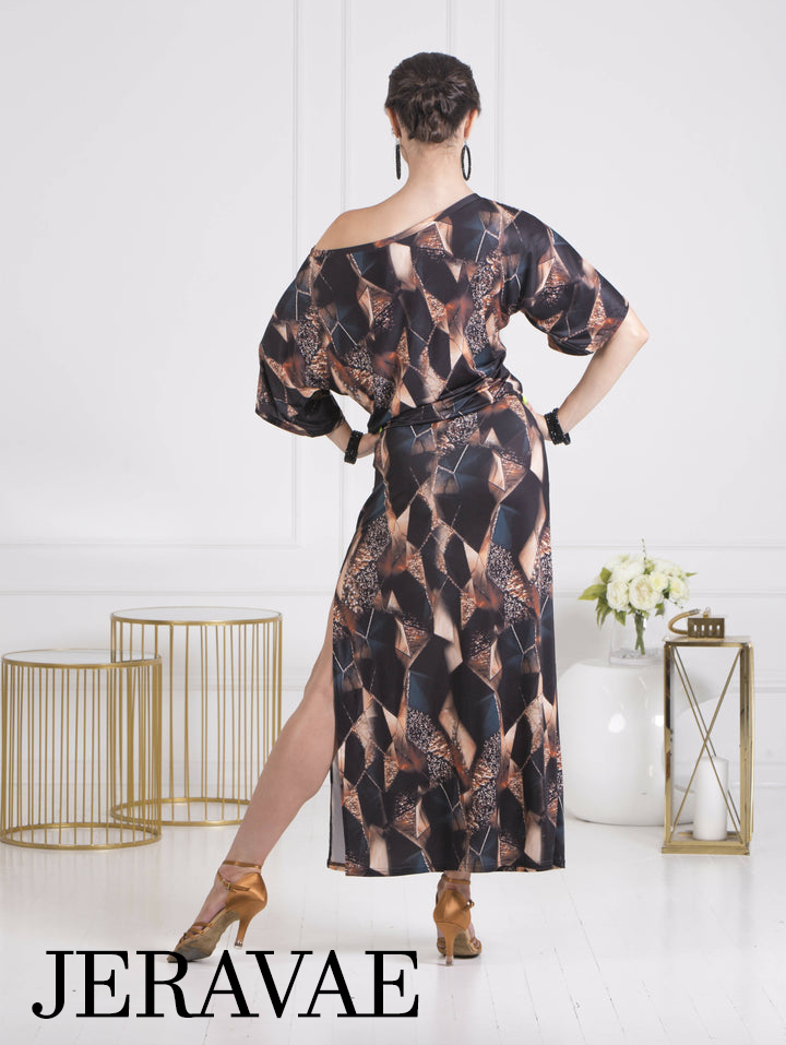 Body Positive Senga Dancewear DAHLIA Geometric Print Latin Practice Dress with Side Slit Sizes XL-4XL PRA 1067 in Stock