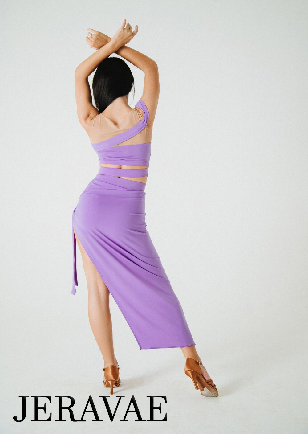 Sirius Practice Dance Wear Sleeveless Latin Crop Top with Nude Mesh Illusion Neckline Available in Violet and Black PRA 845 In Stock
