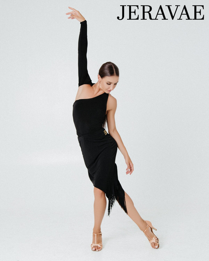 Sirius Practice Dance Wear Women's Bodysuit Top with Asymmetrical Neckline and One Shoulder Long Sleeve PRA 869 in Stock